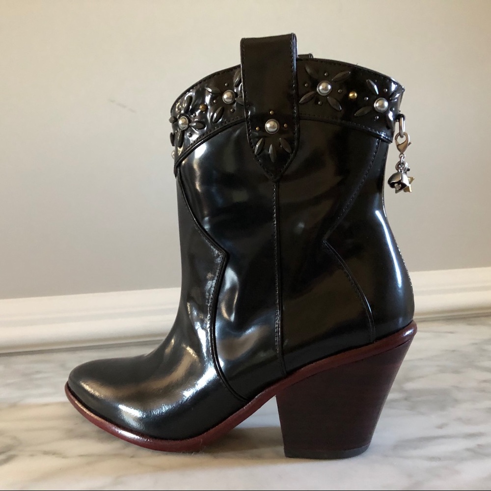 NWOT Coach Black Patent Leather Western Bo…
